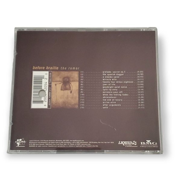 BEFORE BRAILLE -‎ RUMOR [2002 Promotional CD] - Picture 2 of 3